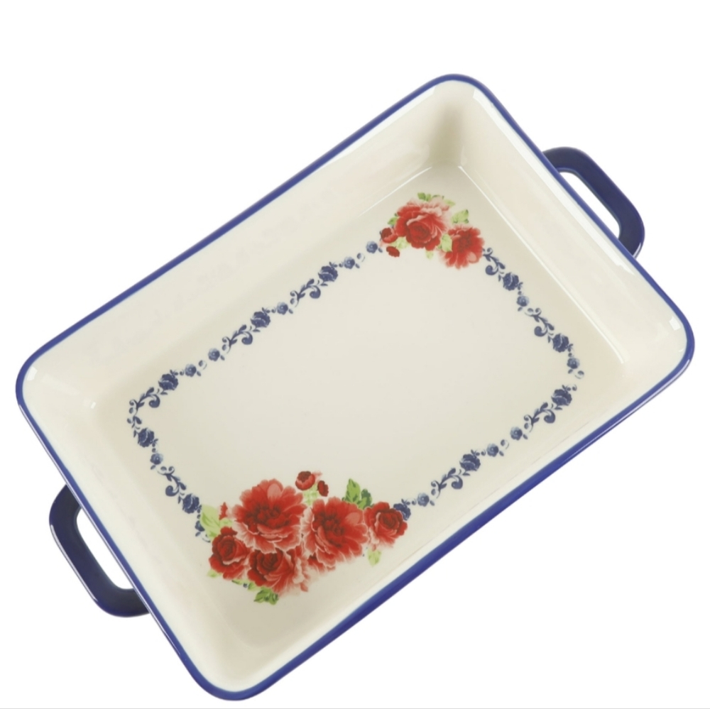 ❤️ New Pioneer Woman Heritage Floral Ceramic Baker Dish with Lid - Picture 4 of 7
